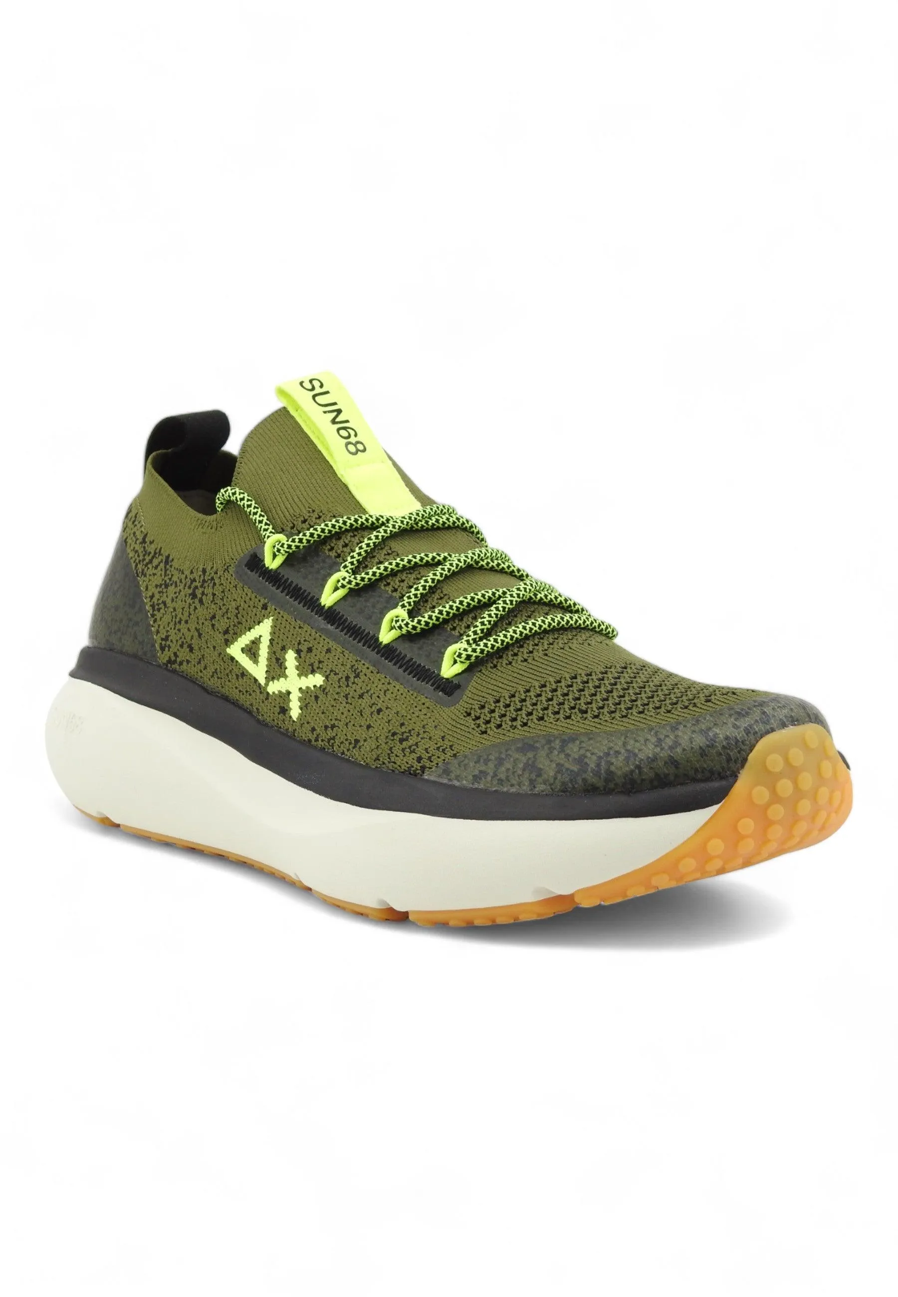 SUN68 Jupiter Knit Sneaker Uomo Militare Verde Z34127