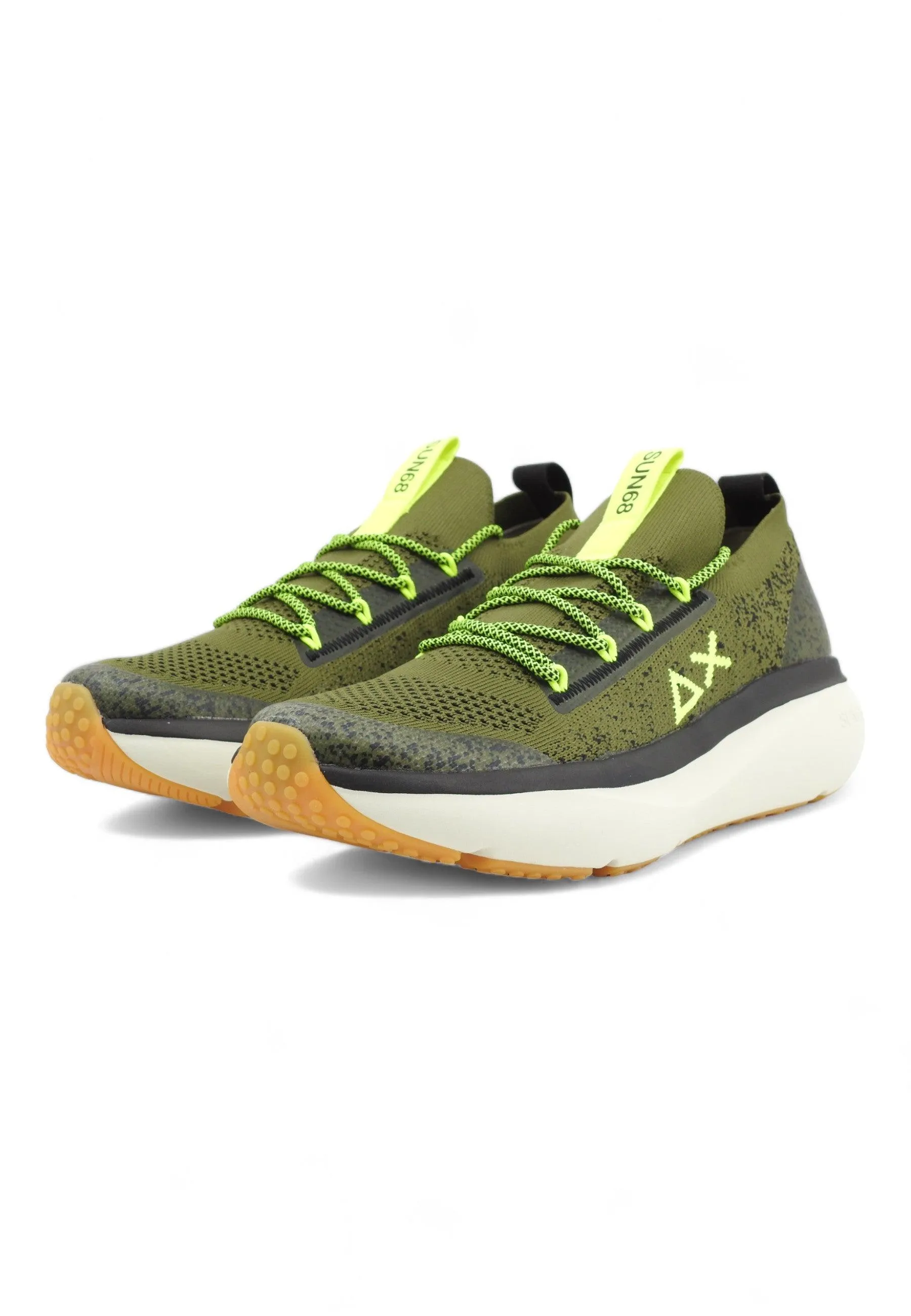 SUN68 Jupiter Knit Sneaker Uomo Militare Verde Z34127