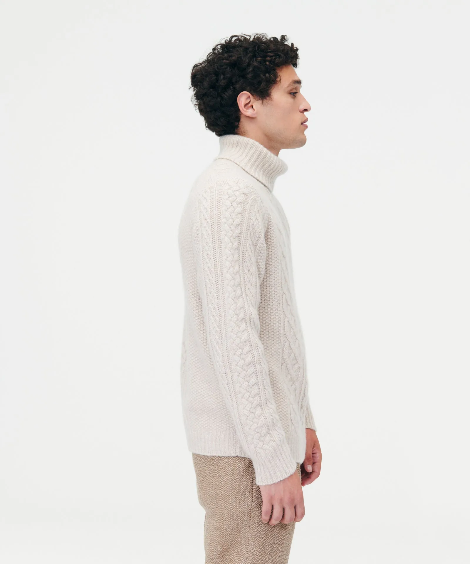 Super Luxe Cashmere Fisherman Cable Turtleneck