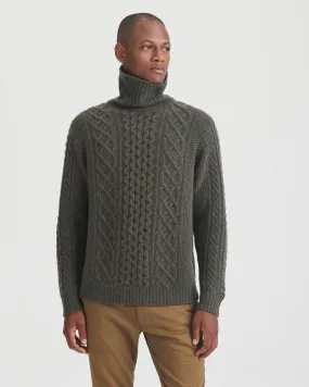 Super Luxe Cashmere Fisherman Cable Turtleneck