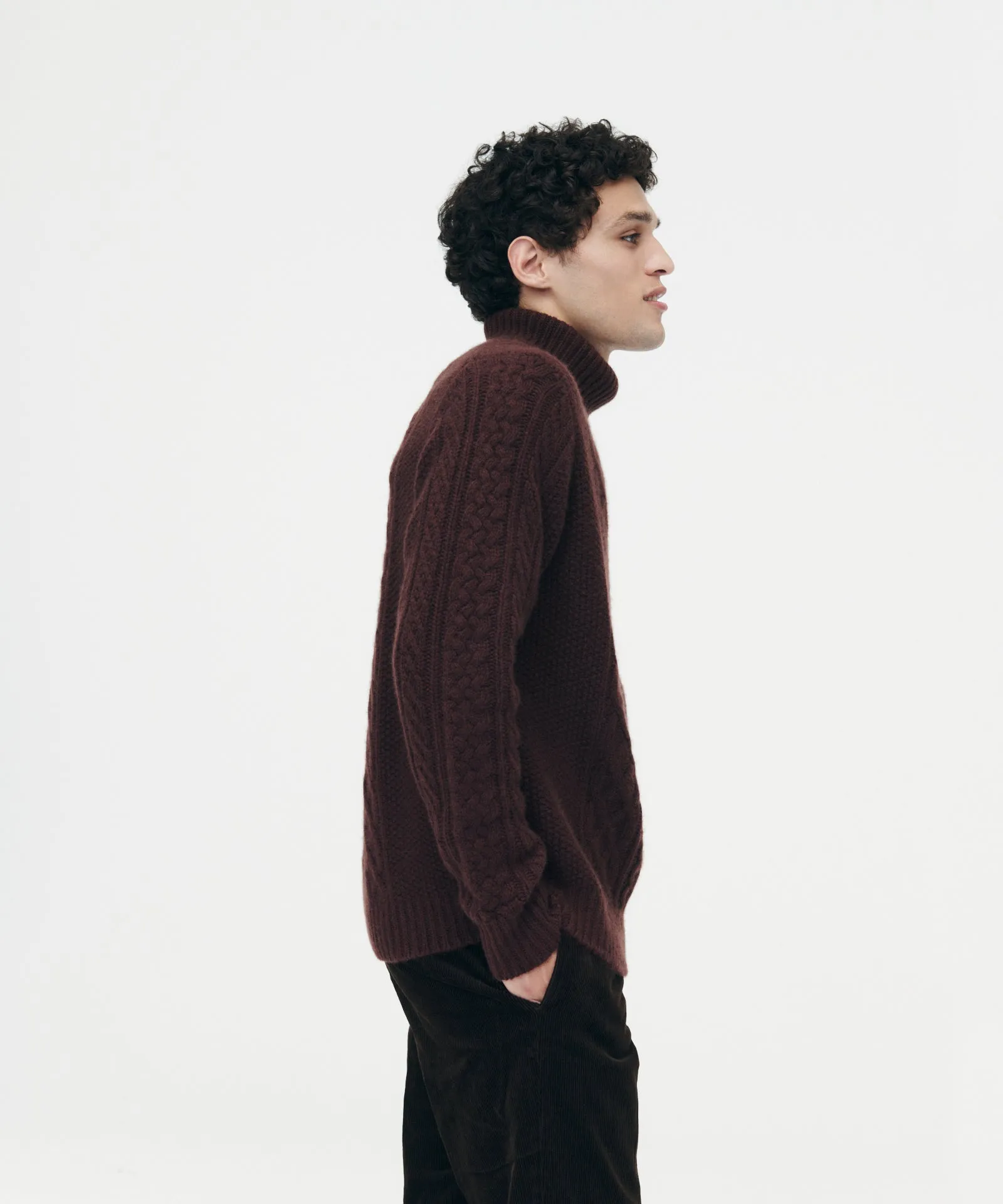 Super Luxe Cashmere Fisherman Cable Turtleneck