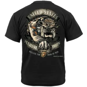 T-Shirt: Black Ink USMC Bulldog Release the Dogs of War