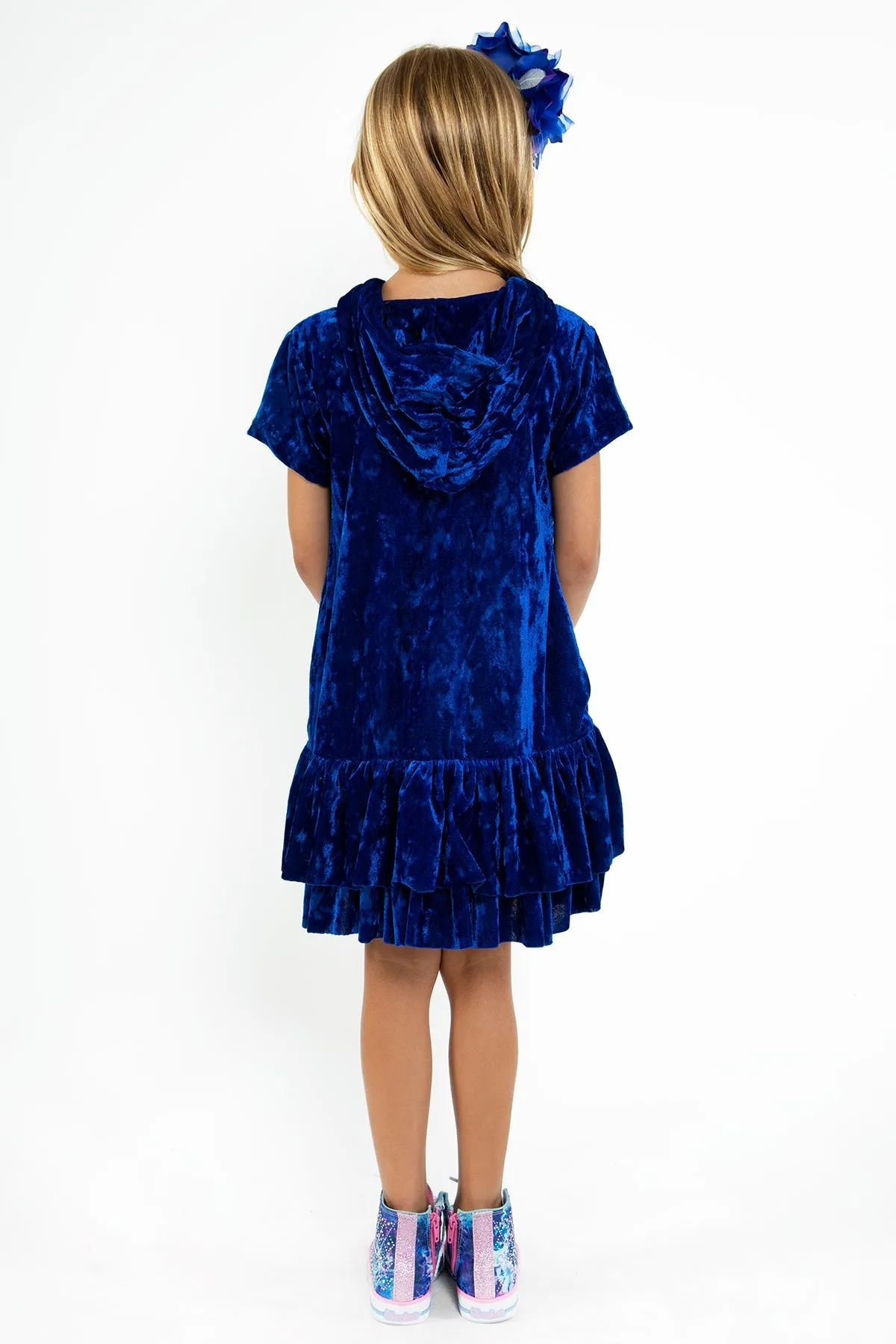 Velvet Hoodie Ruffle Girls Dress