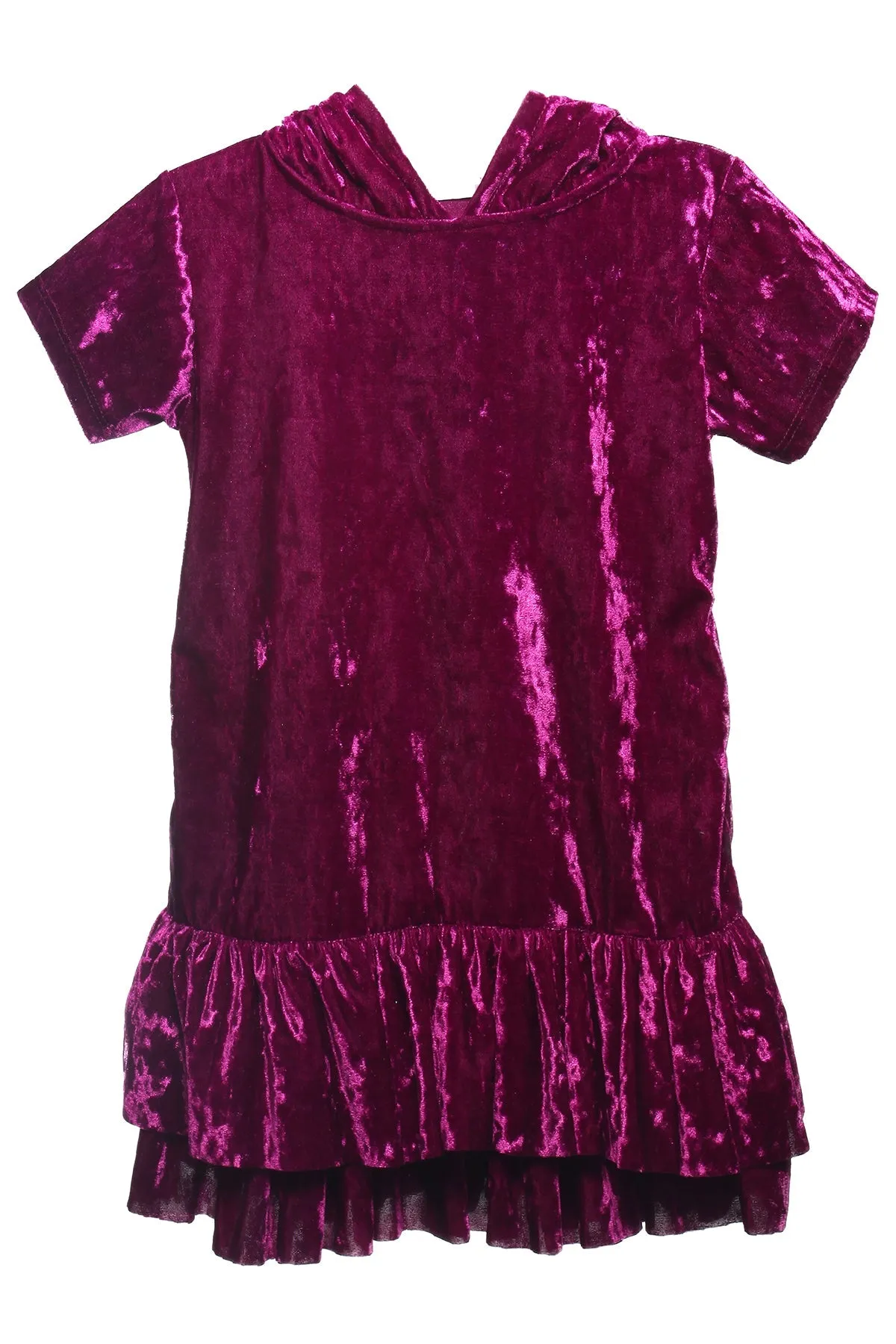 Velvet Hoodie Ruffle Girls Dress