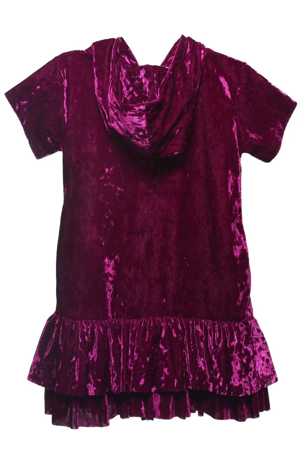 Velvet Hoodie Ruffle Girls Dress