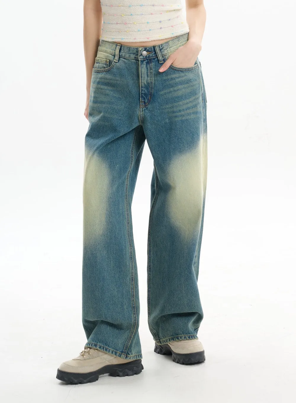 Washed Baggy Jeans IF413